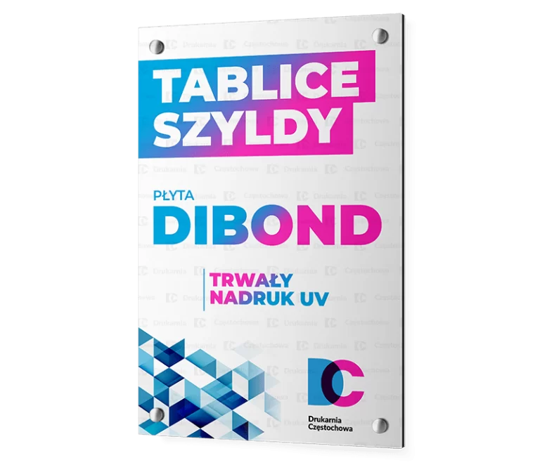 Szyld-reklamowy-firmowy-tablica-metalowy-plyta-dibond-druk-UV-tania-Drukarnia-Czestochowa